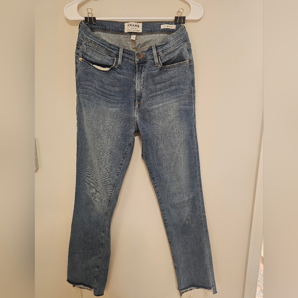 Frame Denim Le High Straight Jeans in Light Blue